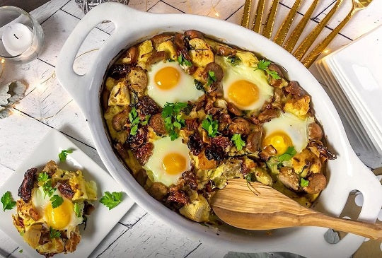 Bacon & Sausage Breakfast Strata