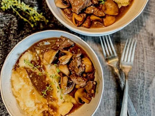 Greensbury organic grass fed beef sirloin tips mushrooms recipe