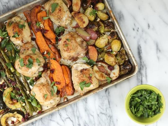 greek chicken sheet pan