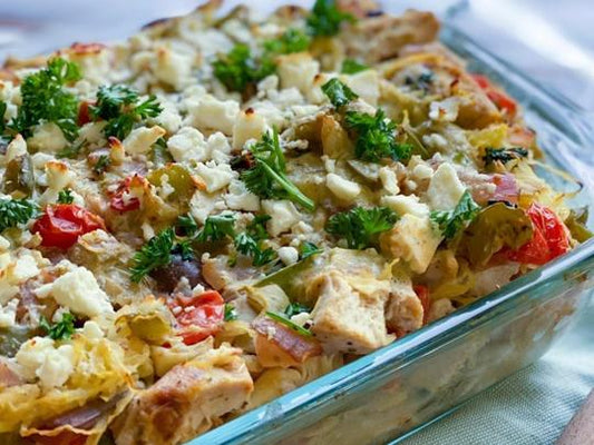 greek spaghetti casserole