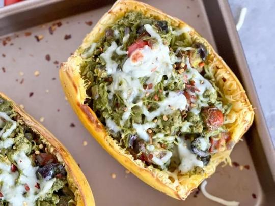 spaghetti squash with pesto